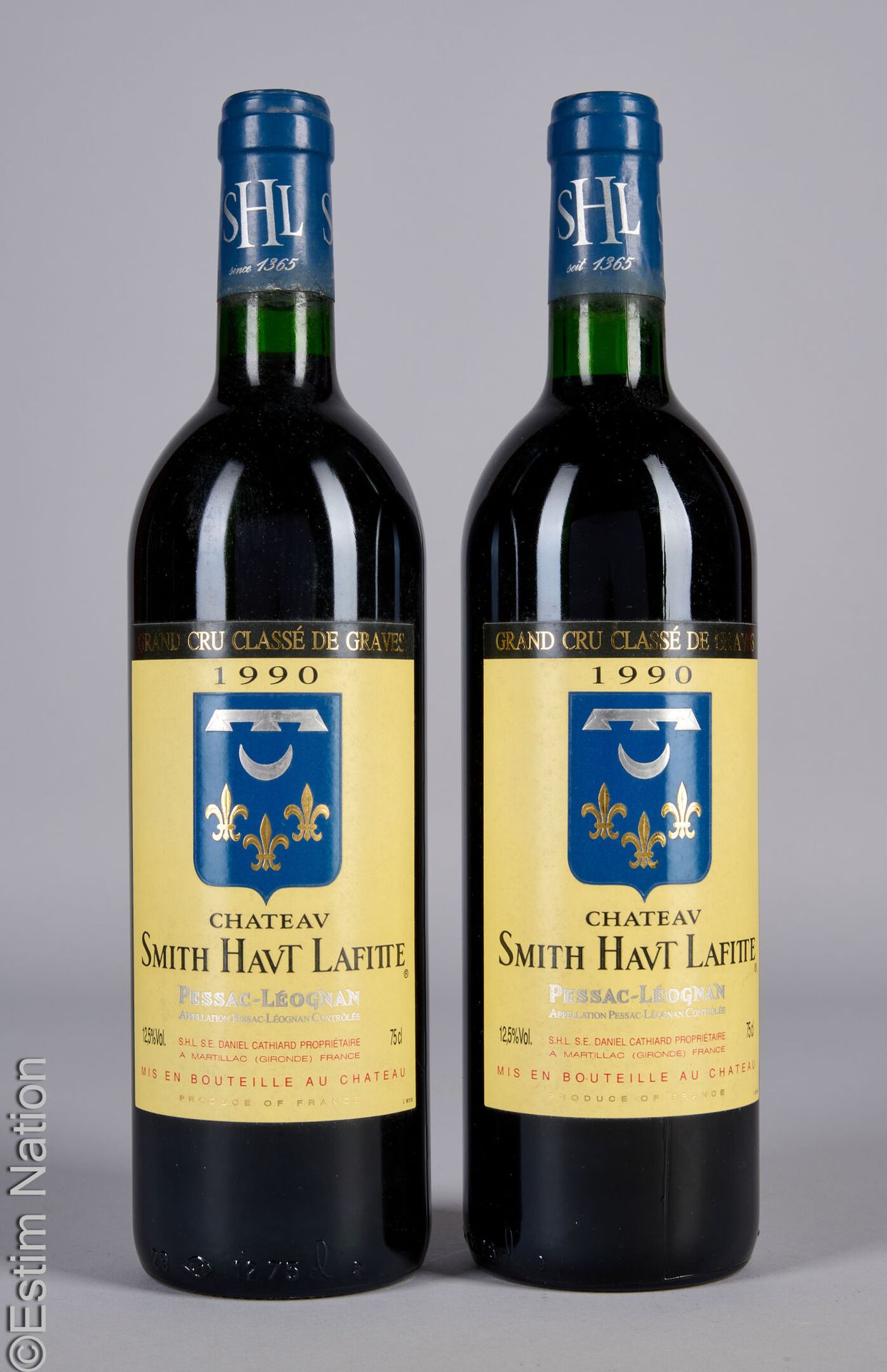 BORDEAUX 2 bouteilles CHÂTEAU SMITH HAUT LAFITTE 1990 Pessac-Leognan
(E. F, lm)
