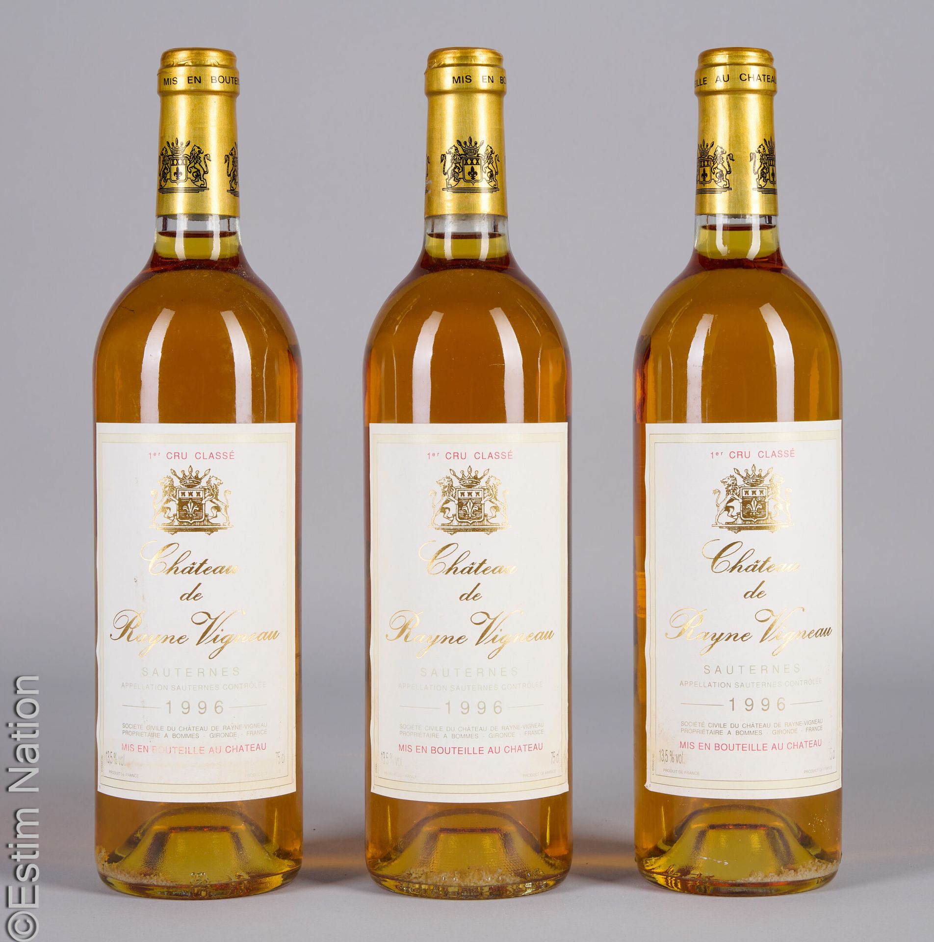 BORDEAUX 3 bouteilles CHÂTEAU DE RAYNE VIGNEAU 1996 1er Cru Sauternes
(E. F, tlm&hellip;