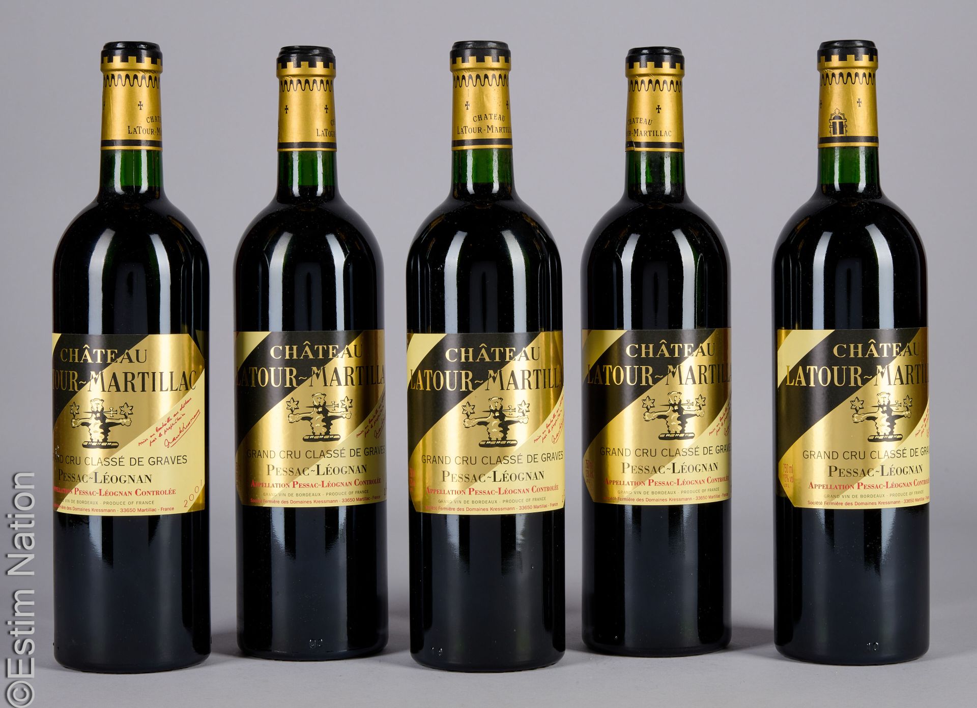 BORDEAUX 5 瓶 拉图玛蒂亚克酒庄 2001 CC 佩萨克-雷奥良葡萄酒
(N. Tlb, E. F, tla)