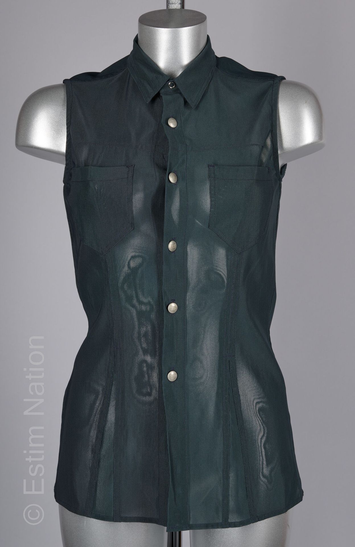 MARITHE FRANCOIS GIRBAUD TOP d'inspiration dark grey polyamide fishnet vest (T 4&hellip;