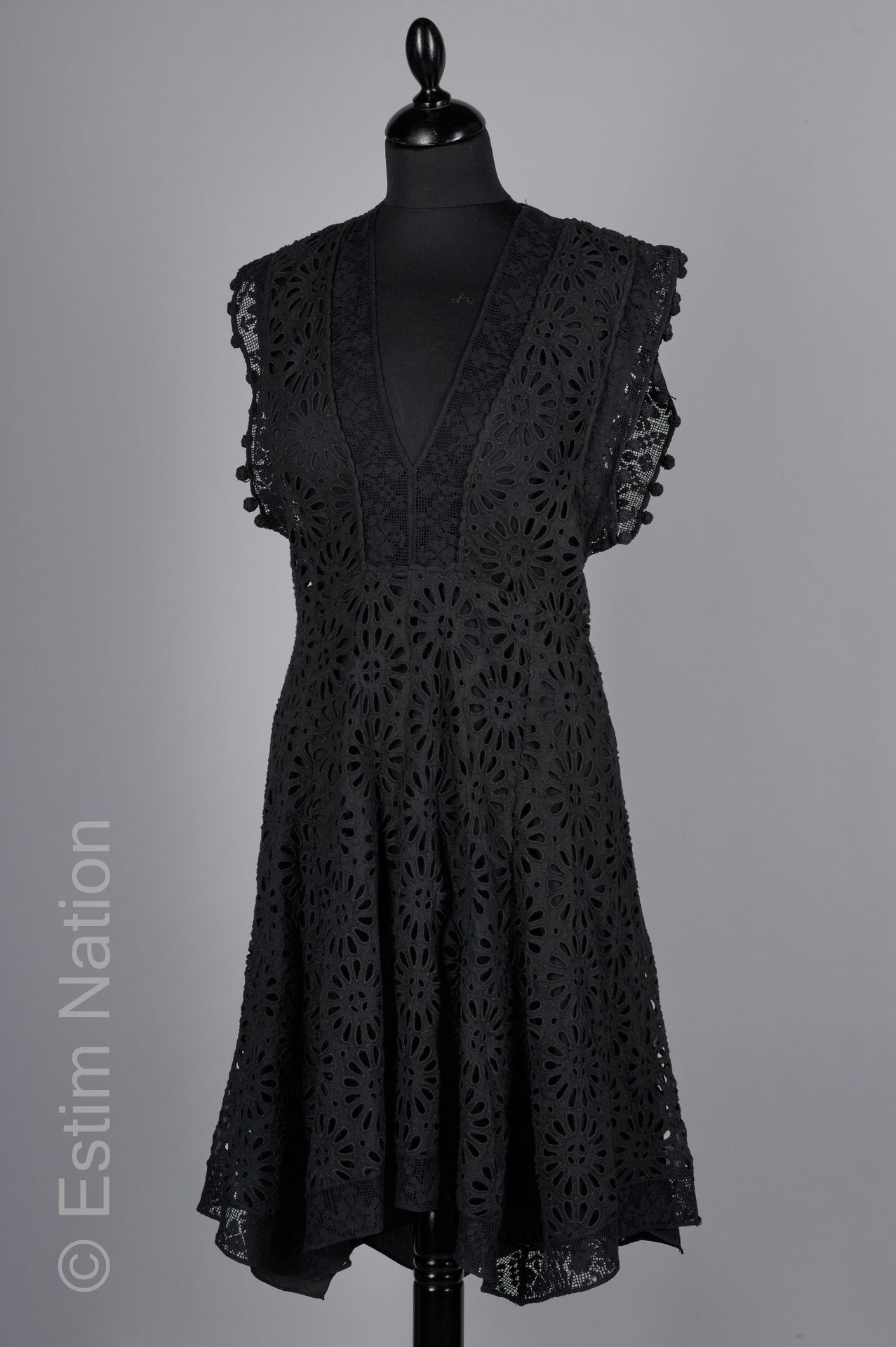 ISABEL MARANT DRESS in black English lace embellished with its polyester bottom &hellip;