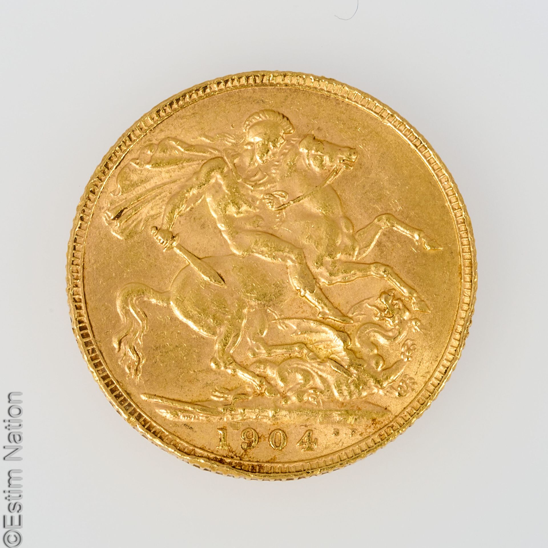 PIECE OR. SOUVERAIN ROYAUME UNI Sovereign-Münze aus Gold 916°°, Edward VII, 1904&hellip;