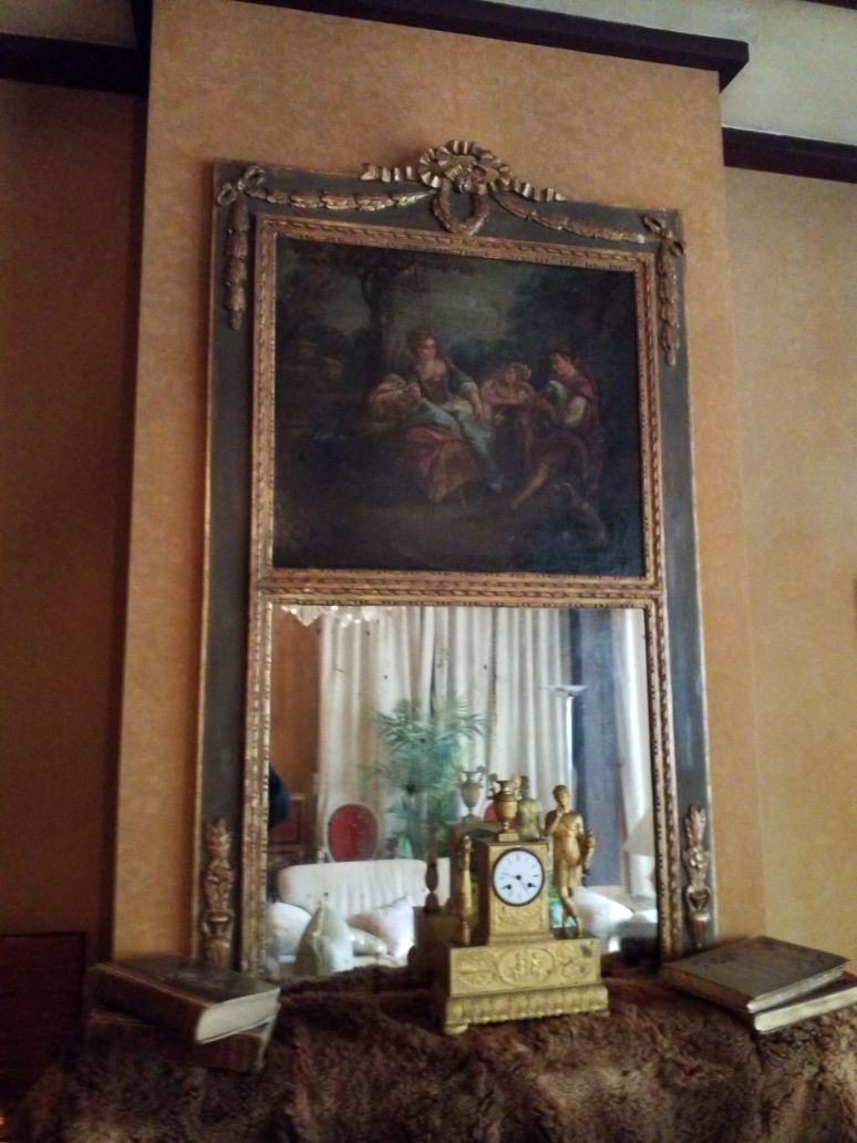 Null Trumeau in wood and gilded stucco, presenting an oil on canvas depicting a &hellip;