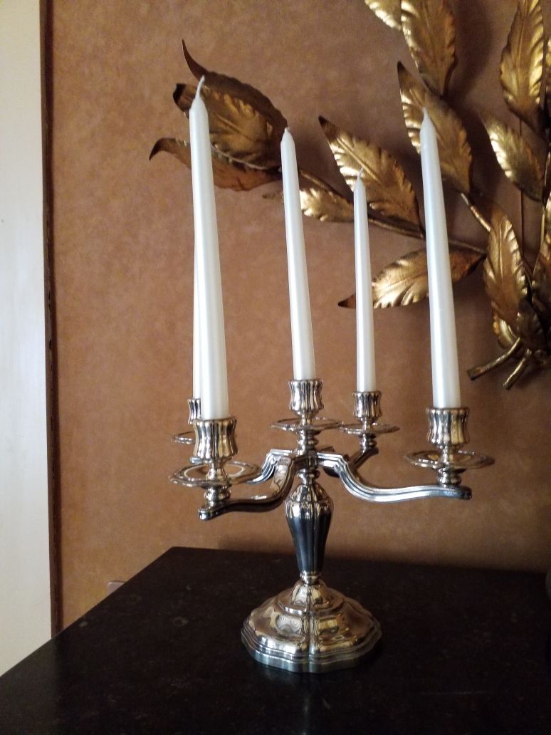 Null Candlestick in silver plated metal with 5 arms of light