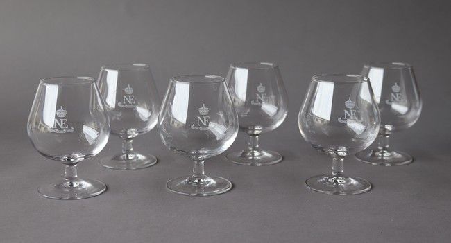 Null SIX glass digestif glasses, numbered NE under the crown.

Height 12 cm