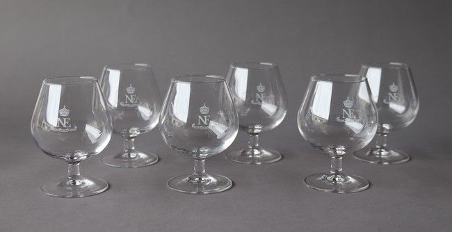 Null SIX glass digestif glasses, numbered NE under the crown.

Height 12 cm