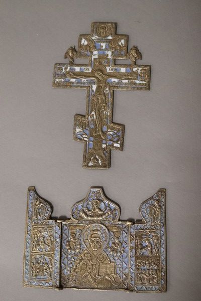 Null RUSSIA, late 19th-early 20th century

Orthodox CRUCIFIX and TRAVEL TRIPTYQU&hellip;