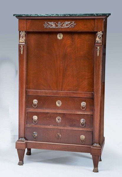 Null Rectangular mahogany and mahogany veneer SECRETARY opening with a drawer, a&hellip;