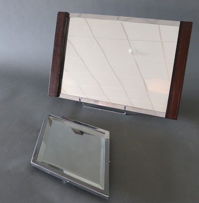 Null PLATEAU rectangulaire à fond de miroir et deux anses en placage de palissan&hellip;