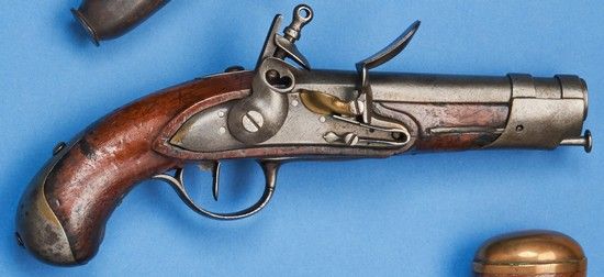 Null GENDARMERIE SILEX手枪，型号为An
IXRound Barrel，带雷管，有1811年的遗留日期
。
扁平的锁体，有 "Maubeug&hellip;