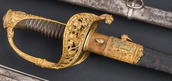 Null MARINE OFFICER'S
SABREHorn
hilt
, gilt and chased brass mount, openwork hil&hellip;