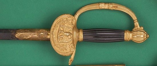 Null ADMINISTRATION OFFICER'S SWORDFused with
fluted horn, gilt brass mounting, &hellip;