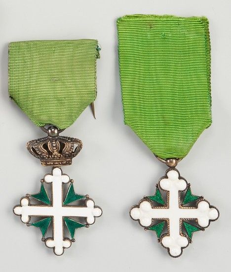 Null ITALY - ORDER OF SAINT MAURICE & LAZARTwo
silver and enamel knight crosses,&hellip;