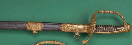 Null MARINE OFFICER'S
SABREHorn
handle
, brass mount, openwork hilt. Curved blad&hellip;