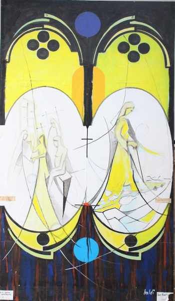 Null 皮埃尔-拉巴迪，被称为巴尔迪（1919-2022）。
医生中的耶稣(7)和施洗者约翰(8)
纸上油画装在面板上，右下角有签名。
190 x 114厘米