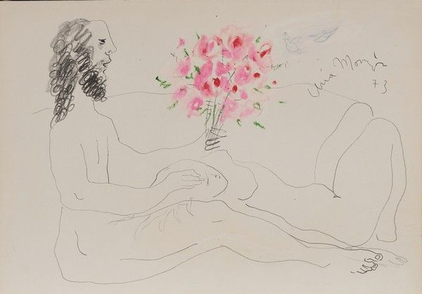 Null Antonio URIA MONZON (1929-1996)
Coppia con bouquet
Matita e pastello, firma&hellip;