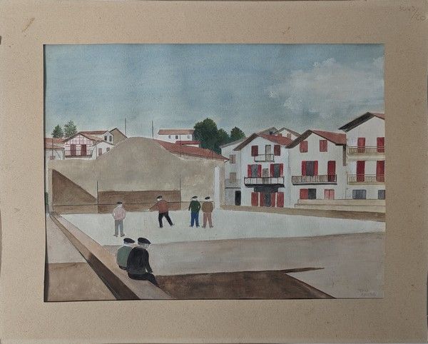 Null Jean FAURE (1913-1991)
Le Fronton à Ainhoa
Crayon et aquarelle signée en ba&hellip;