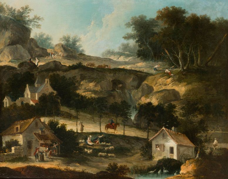 Ecole Française du XVIIIème siècle Scène villageoise

Huile sur toile. 

63 x 80&hellip;