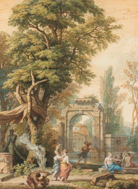 Isaac De MOUCHERON (1670 - 1744) Vue d'un parc à l'antique

Plume et encre brune&hellip;