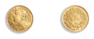 Null - 瑞士20法郎金币：25份，Vreneli型；优秀的
课程