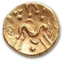 Null AMBIANI，亚眠地区（公元前1世纪）
单面金像。6.29克。
残缺不全的马右。R/ Smooth.
DT 238v.极好的。
