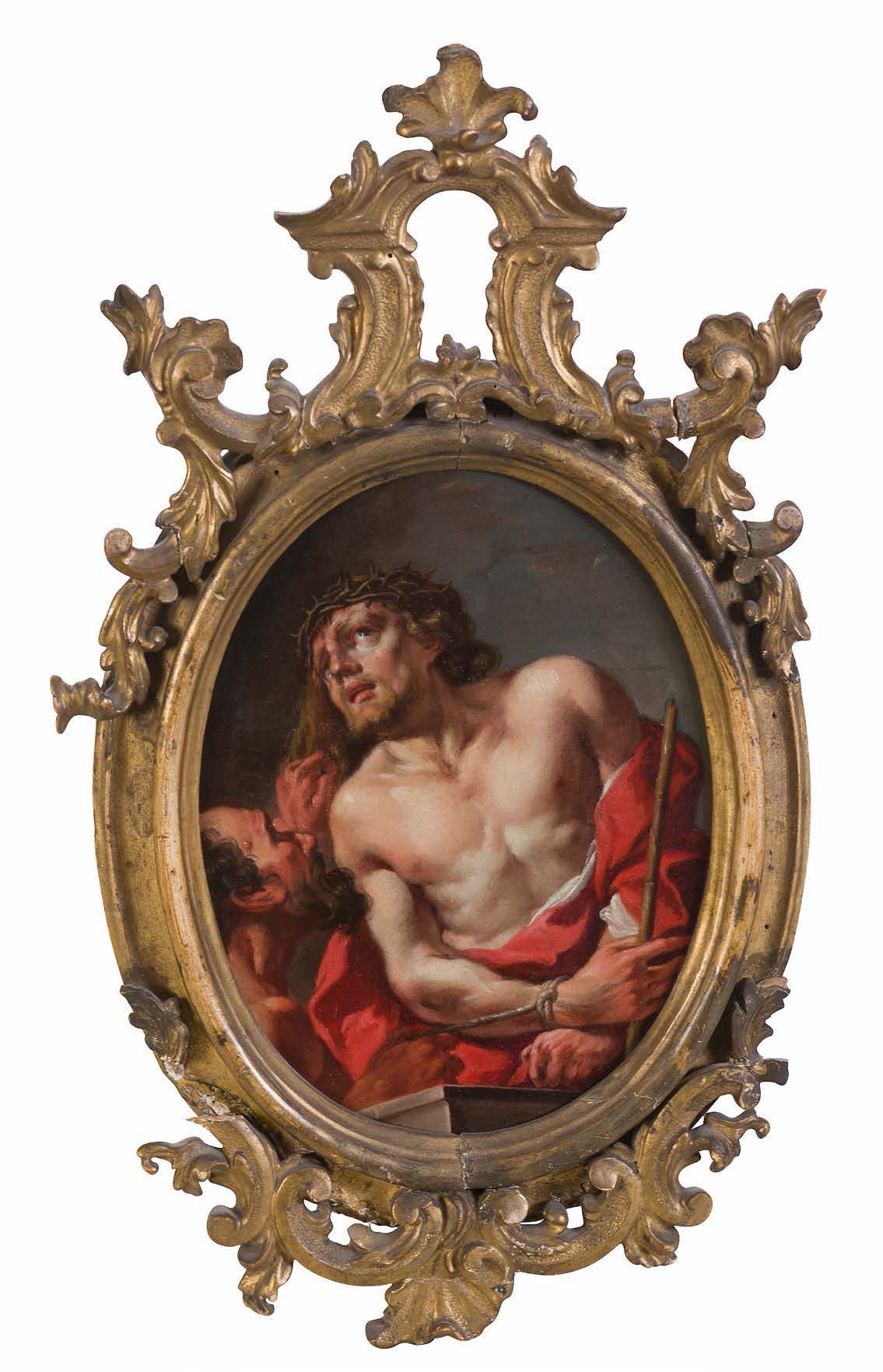 Ecole Vénitienne vers 1730 Le Christ au roseau Cuivre ovale 27 x 20 cm
Dans un c&hellip;