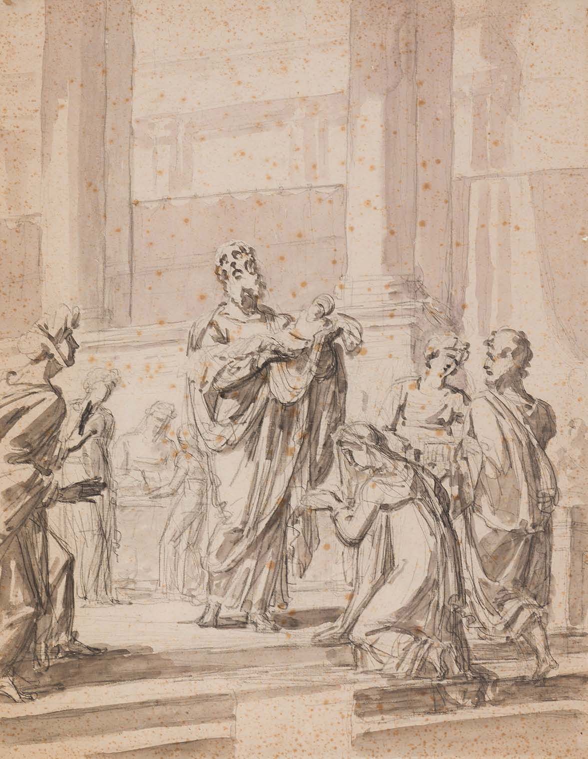 Laurent PECHEUX (Lyon 1729 - Turin 1821) The Presentation at the Temple Grey was&hellip;