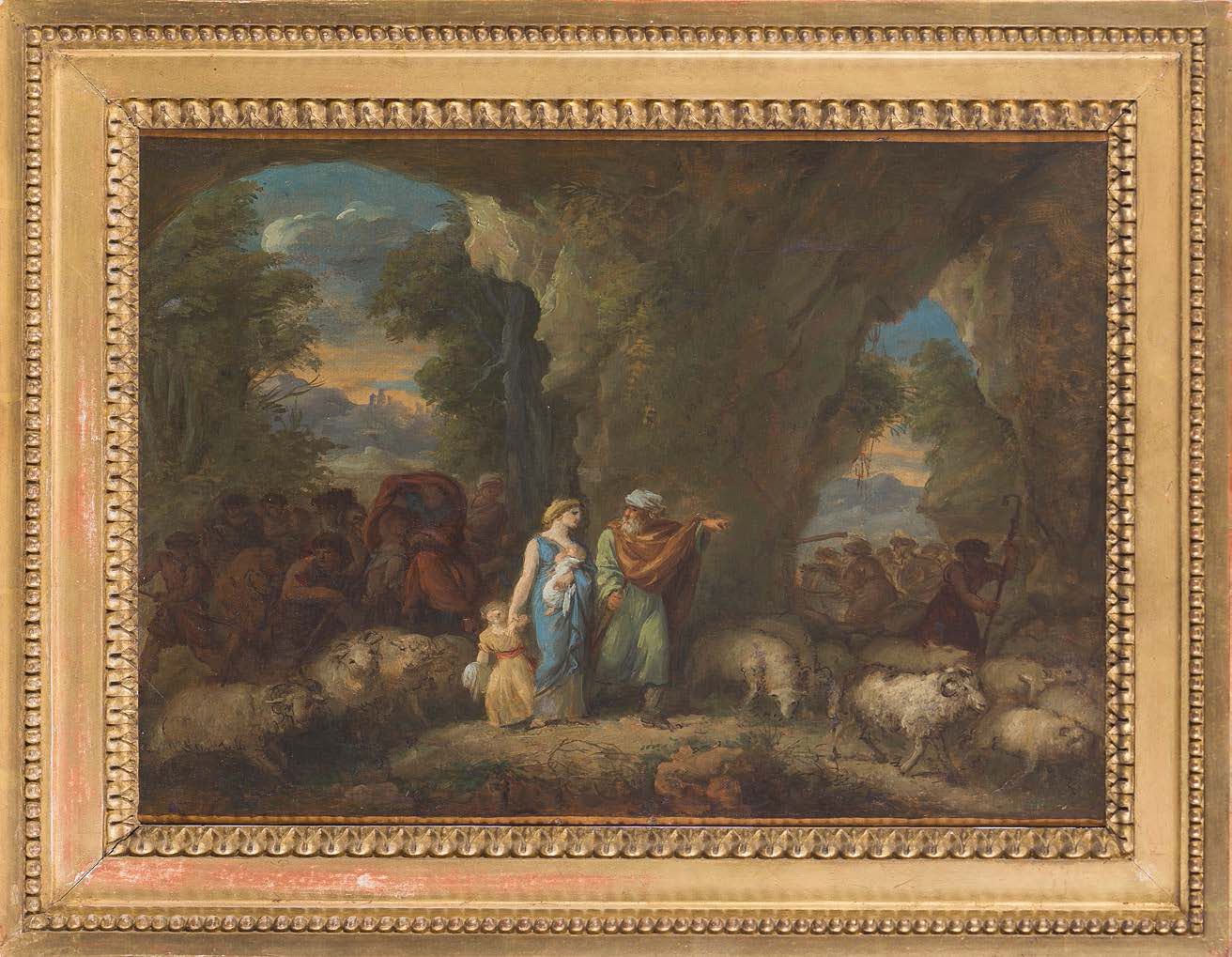 Jean Jacques LAGRENEE (Paris 1739 - 1821) 亚伯拉罕返回迦南地
Marouflage画布纸 29 x 41.5 cm
(&hellip;