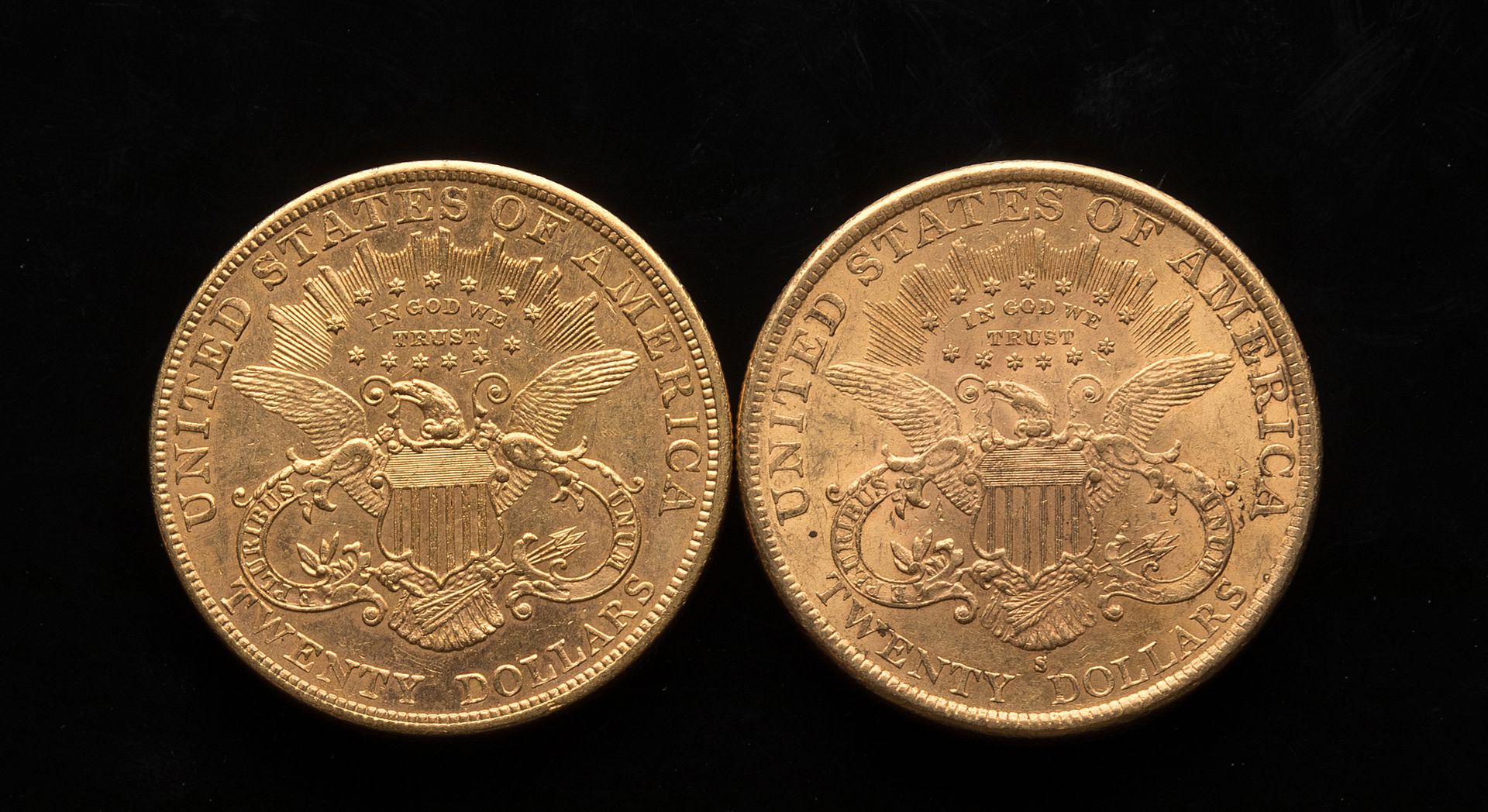 Null 
[Due monete da 20 dollari USA 1891 e 1904



Peso: 66,83 g