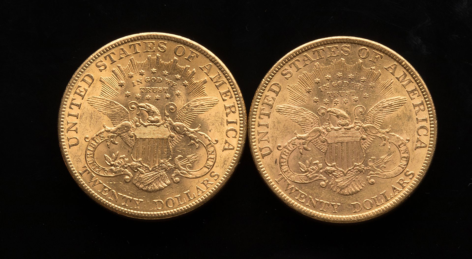 Null 
[VENDU SUR PHOTO ET DESIGNATION] Deux pièces de 20 Dollars US 1878 et 1904&hellip;