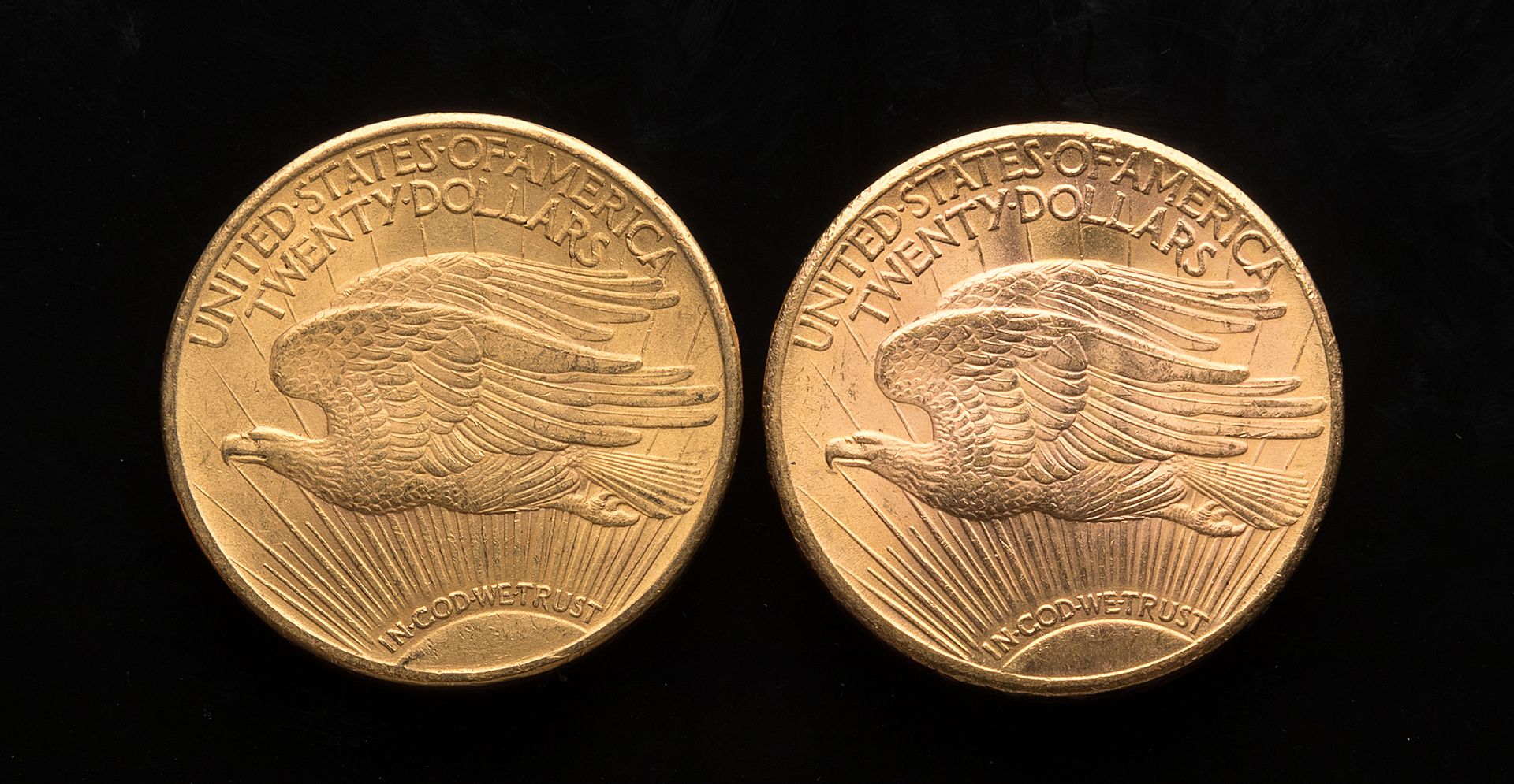 Null 
[VENDU SUR PHOTO ET DESIGNATION] Deux pièces de 20 Dollars US 1924 et 1927&hellip;