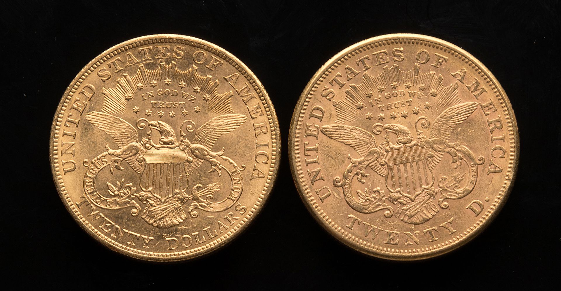 Null 
[Due monete da 20 dollari USA 1874 e 1904



Peso: 66,84 g