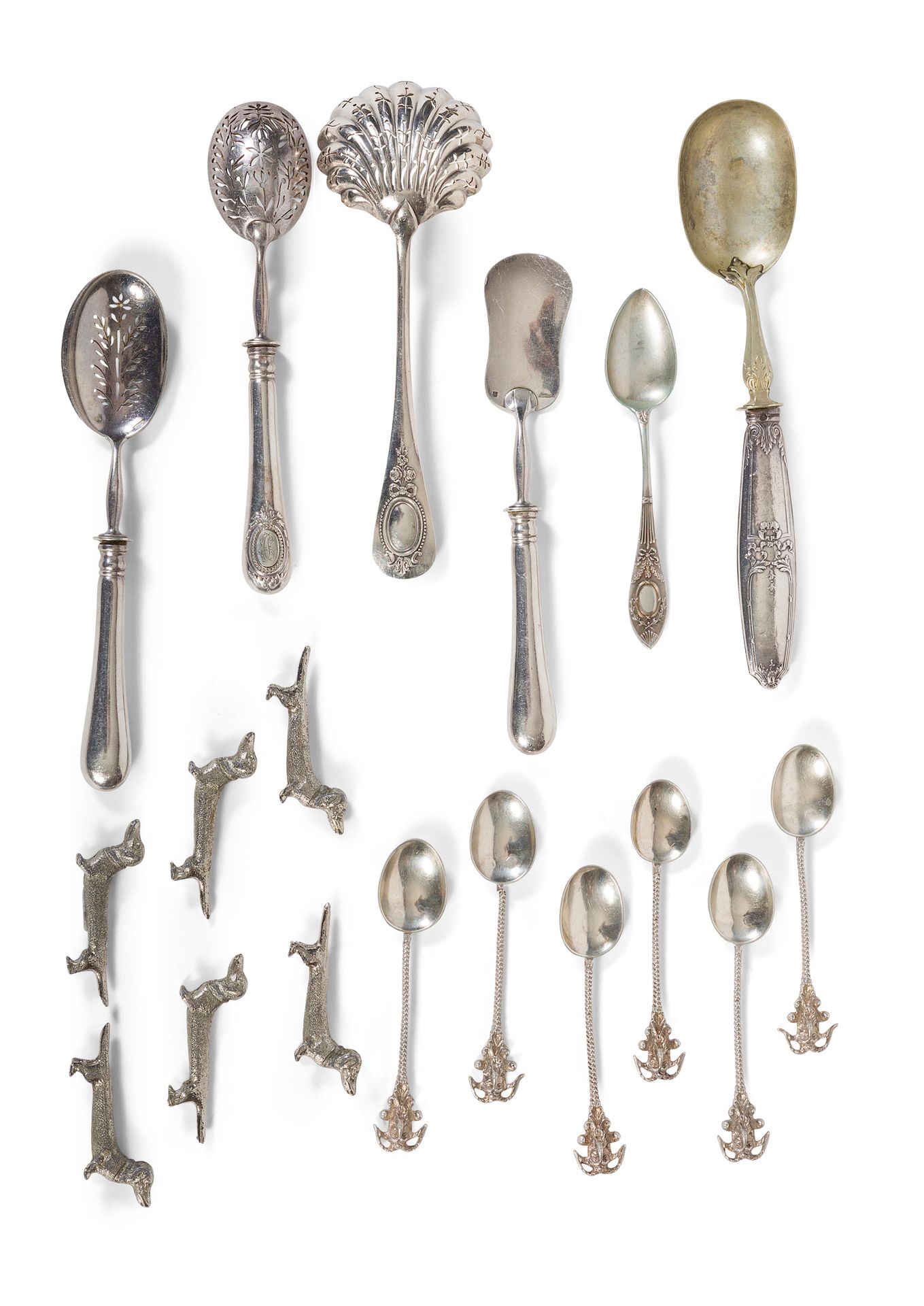 CHRISTOFLE Set including :

- Six silver mocha spoons (one accident). 104 g

- S&hellip;
