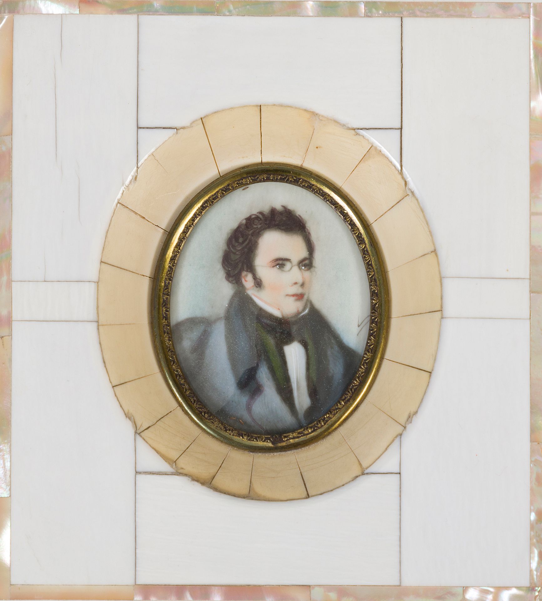 Null Dos miniaturas ovaladas que representan los retratos de Schubert y Schumann&hellip;