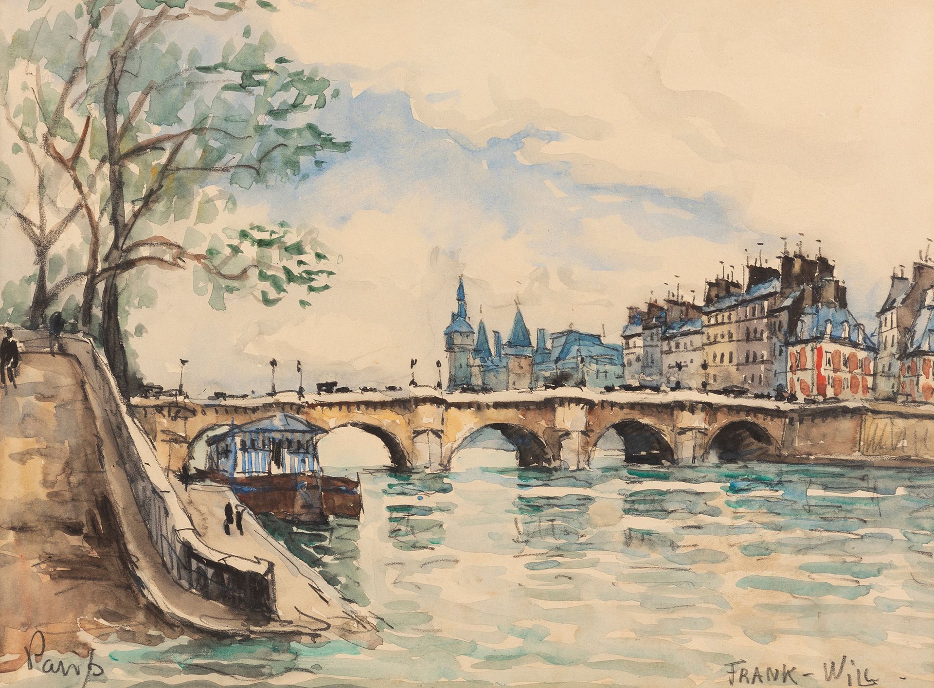 Null Frank WILL (1900-1951)

Blick auf die Pont Neuf - Paris

Aquarell

Signiert&hellip;