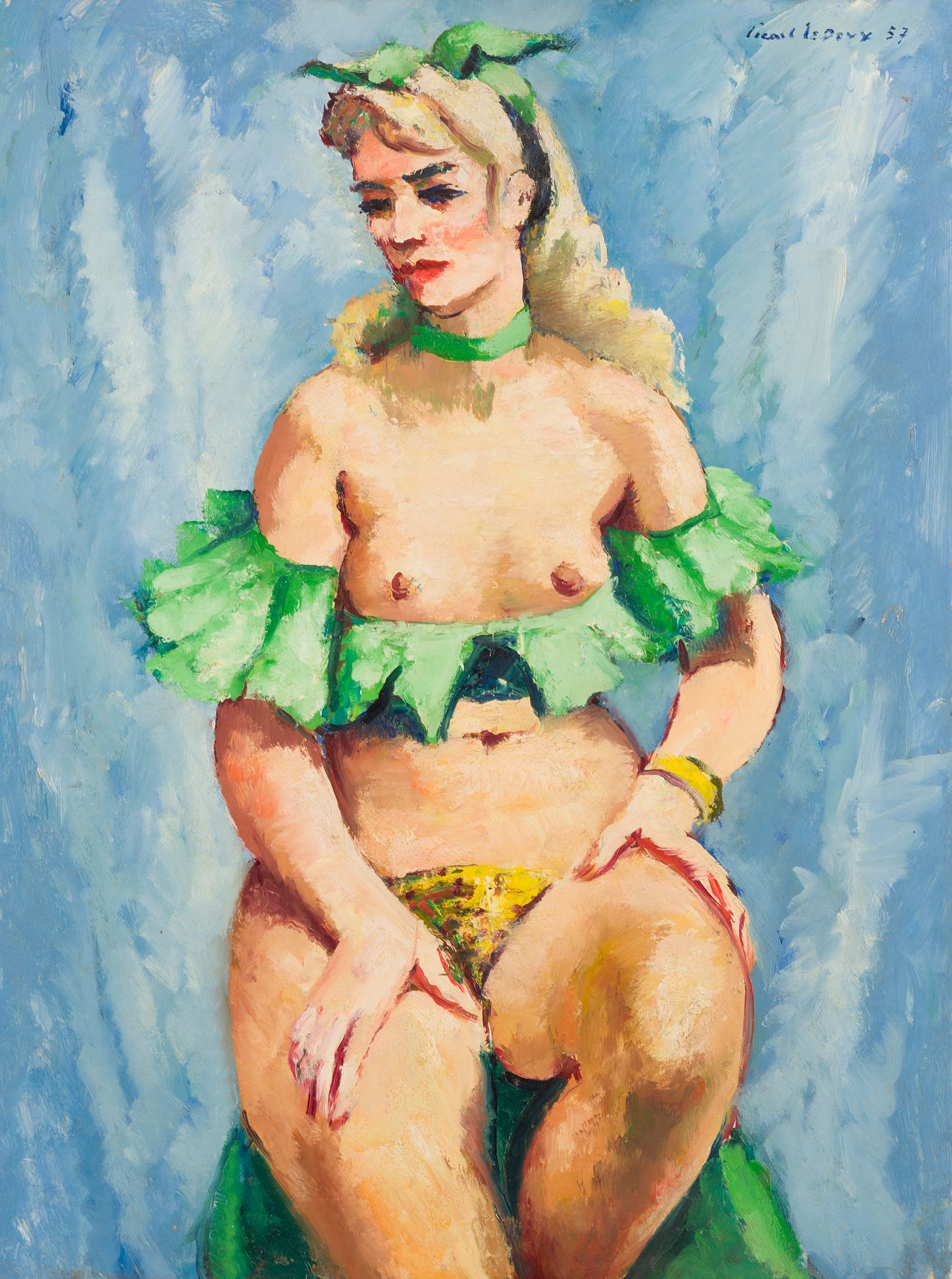 Null 查尔斯-皮卡特-勒杜 (1881-1959)
绿色舞者, 1957年
伊索尔上的油彩
右上方有签名
81 x 60 cm