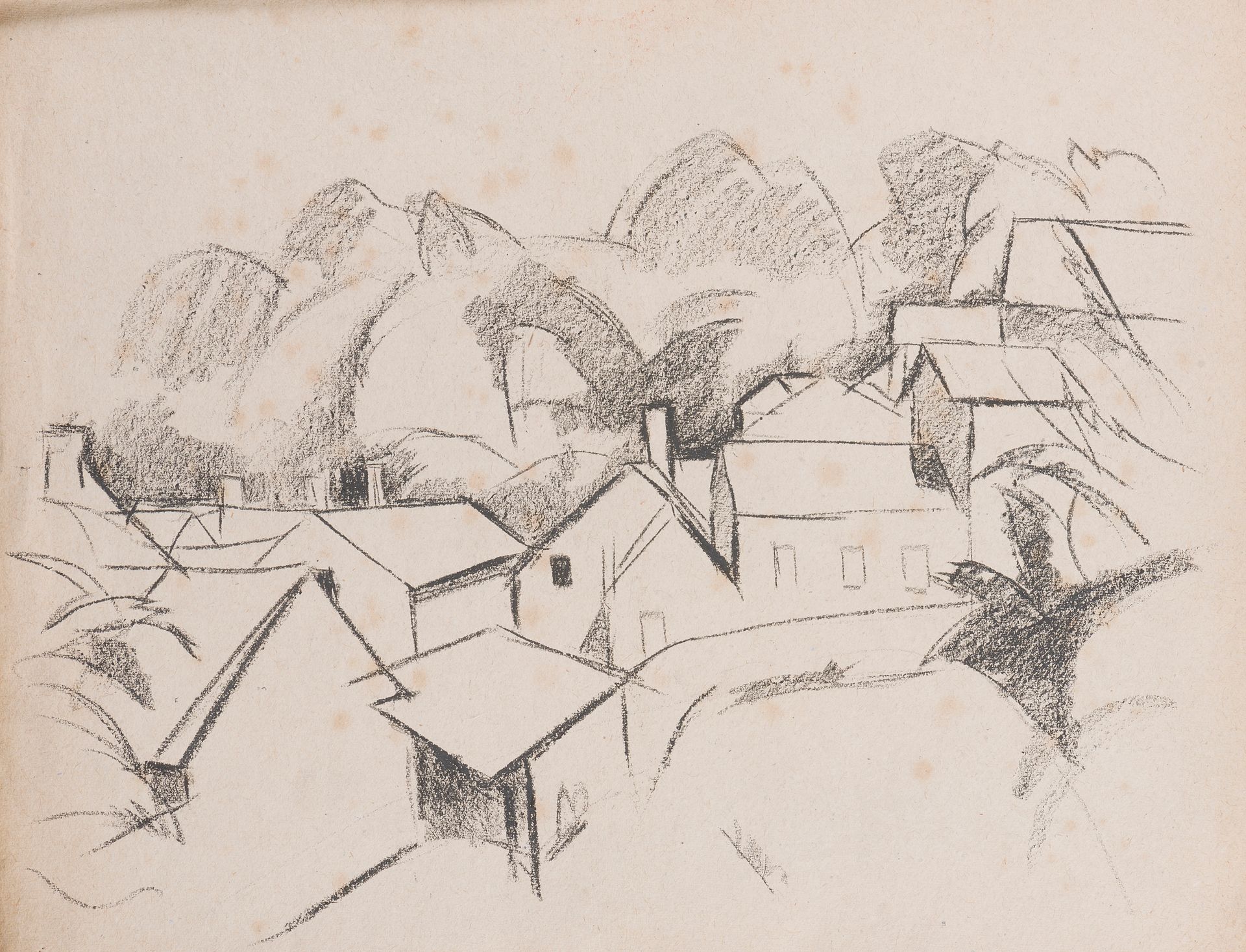 Null 查尔斯-皮卡特-勒杜 (1881-1959)
南方的村庄，1924年
木炭
57 x 44 cm