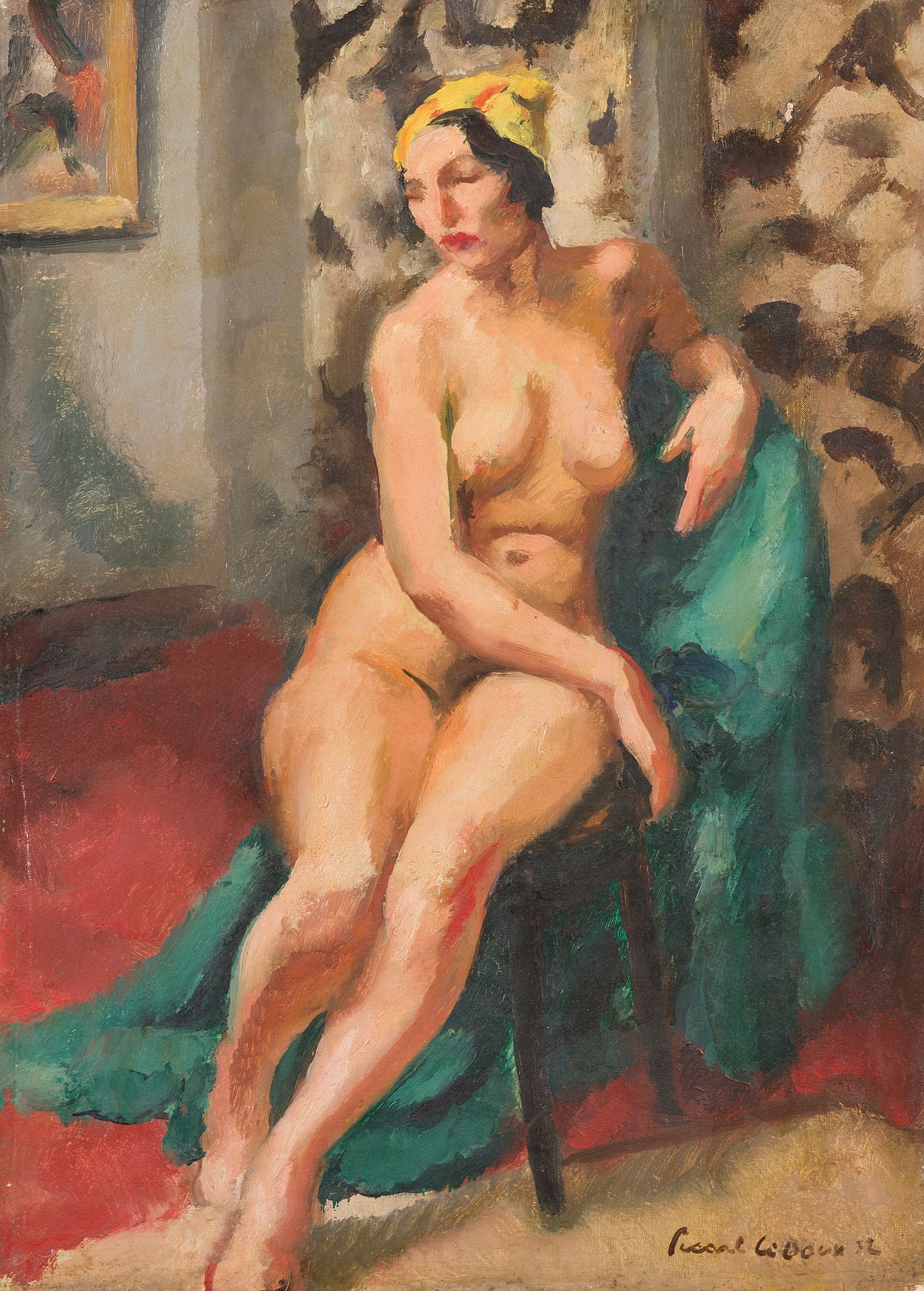 Null 查尔斯-皮卡特-勒杜(1881-1959)
坐着的裸体，1932年
布面油画，右下角有签名
46 x 33 cm