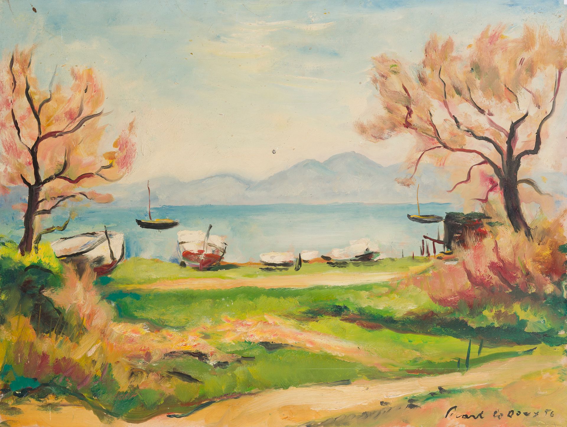 Null 查尔斯-皮卡特-勒杜(1881-1959)
卡努比耶湾，圣特罗佩，1956年
油画上的Isorel
右下方有签名和日期
46 x 61厘米