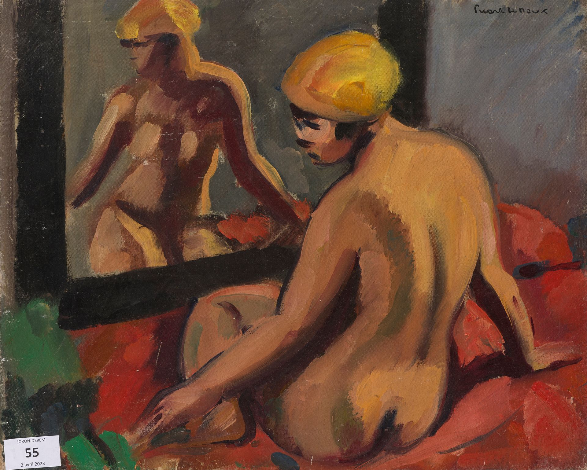 Null 查尔斯-皮卡特-勒杜(1881-1959)
带镜子的裸体，1910年
布面油画，右上角有签名
33 x 41厘米