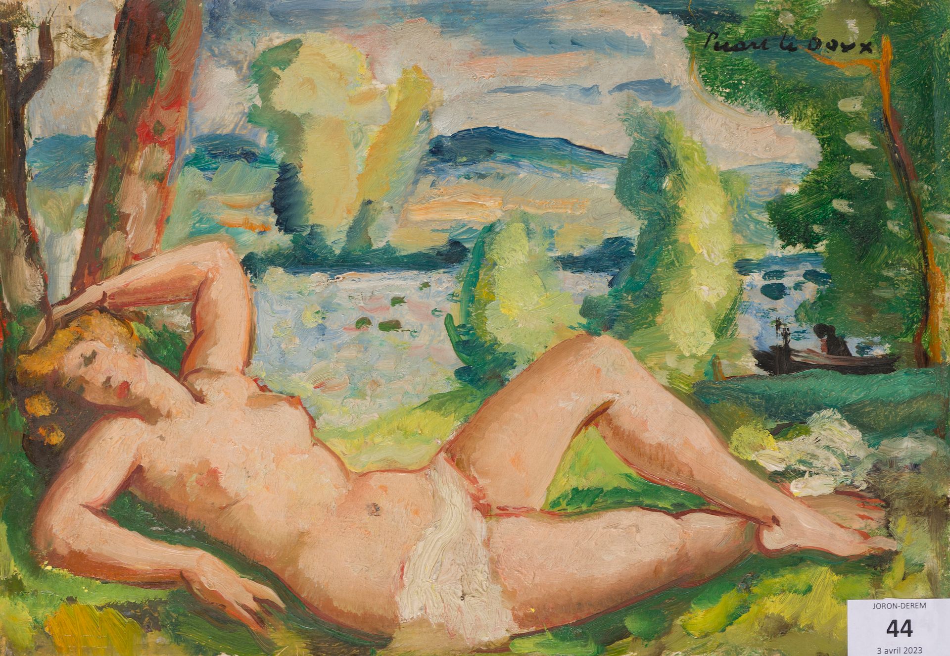 Null 查尔斯-皮卡特-勒杜(1881-1959)
裸体研究，1943年
板面油画，右上角有签名
24 x 35 cm
