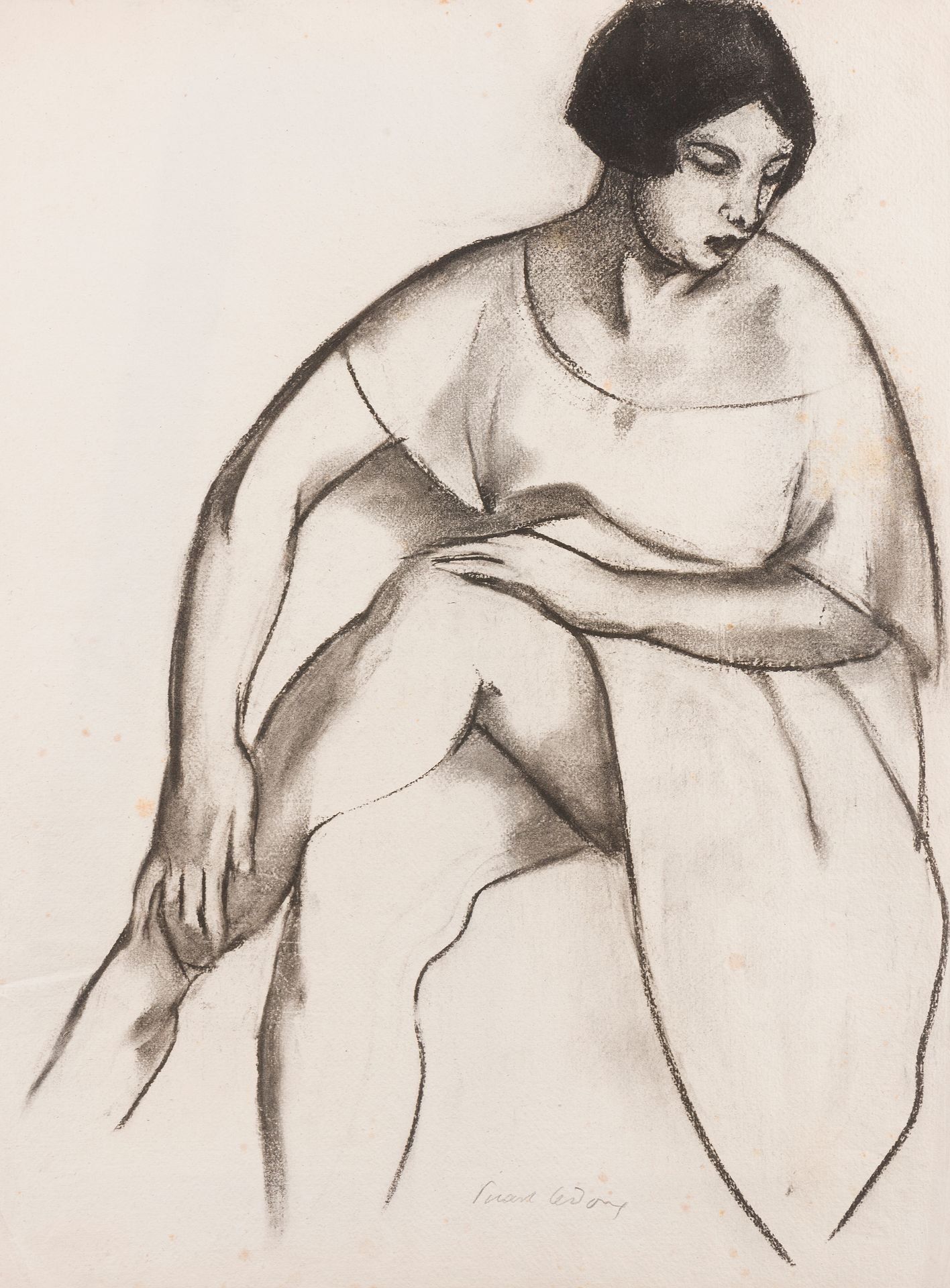 Null 夏尔-皮卡特-勒杜(1881-1959)
皮卡特-勒-杜克斯夫人坐着，1925年
底部中央有签名的炭笔画
63 x 47 cm