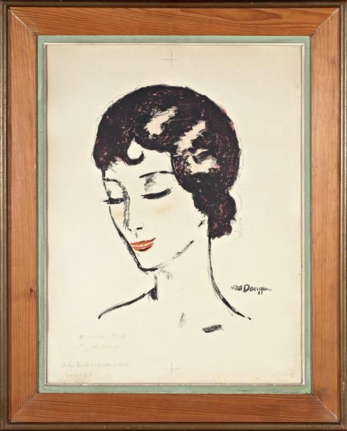 KEES VAN DONGEN (1977-1968) Jeune femme en buste, les yeux baissés Lithographie &hellip;