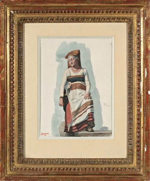 EDGAR DEGAS (1834-1917) «Italienne» Aquarelle, signée en bas à gauche, situé à R&hellip;