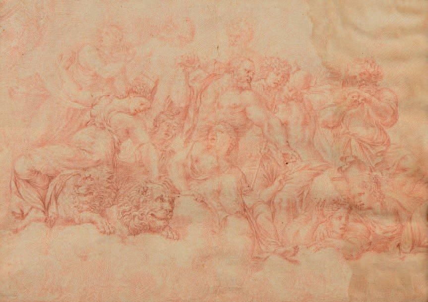 ÉCOLE FRANÇAISE de la fin du XVIIe siècle «Hercule, Vulcain et Mercure entourés &hellip;
