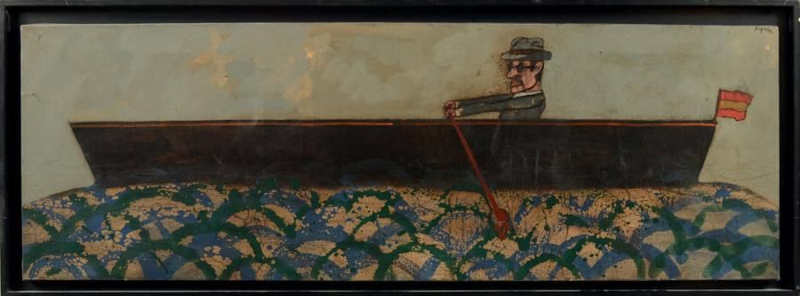 Antonio Segui (Né en 1934) L'homme à la barque Huile sur toile, signé en haut à &hellip;