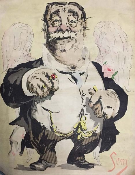 SEM (1863-1934) Caricature de la bourgeoisie
Affiche lithographiée, marouflée su&hellip;