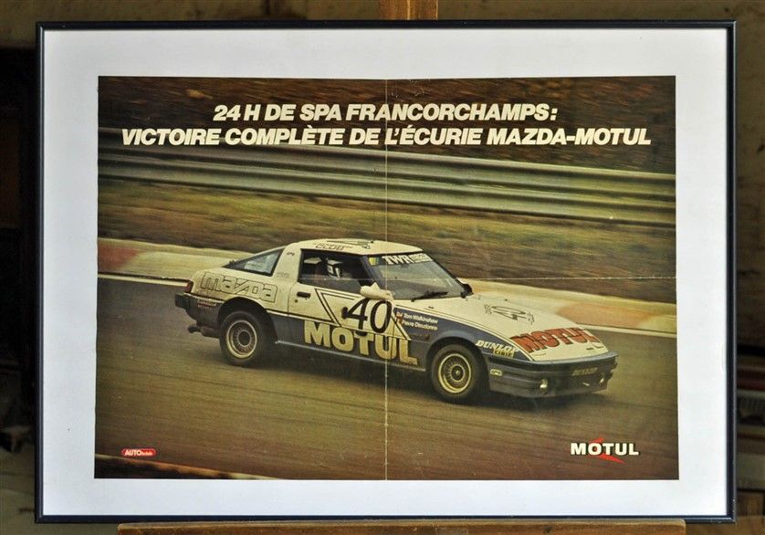 Null Mazda Rx7 Motul N° 40, 1er 24h de Spa Francorchamps 1981. Poster encadré. 5&hellip;