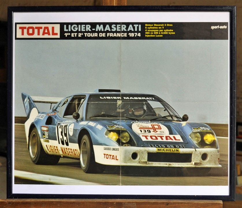 Null Ligier JS2 Maserati N° 139, 1er Tour de France 1974. Poster encadré. 50x70c&hellip;