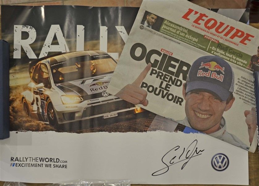 Null Volkswagen Motorsport WRC 2013 poster + Sébastien Ogier autografo